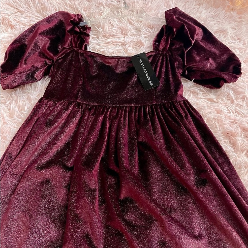 DELIA*S BY DOLLS KILL SO DEVOTED BABYDOLL RED VELVET DRESS